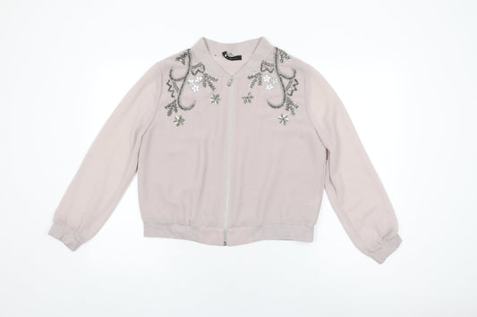 Very Womens Pink Floral Jacket Size 12 Zip
