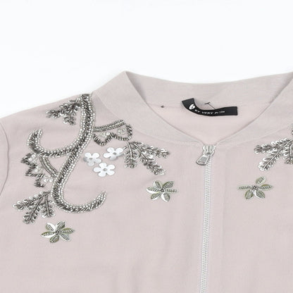 Very Womens Pink Floral Jacket Size 12 Zip