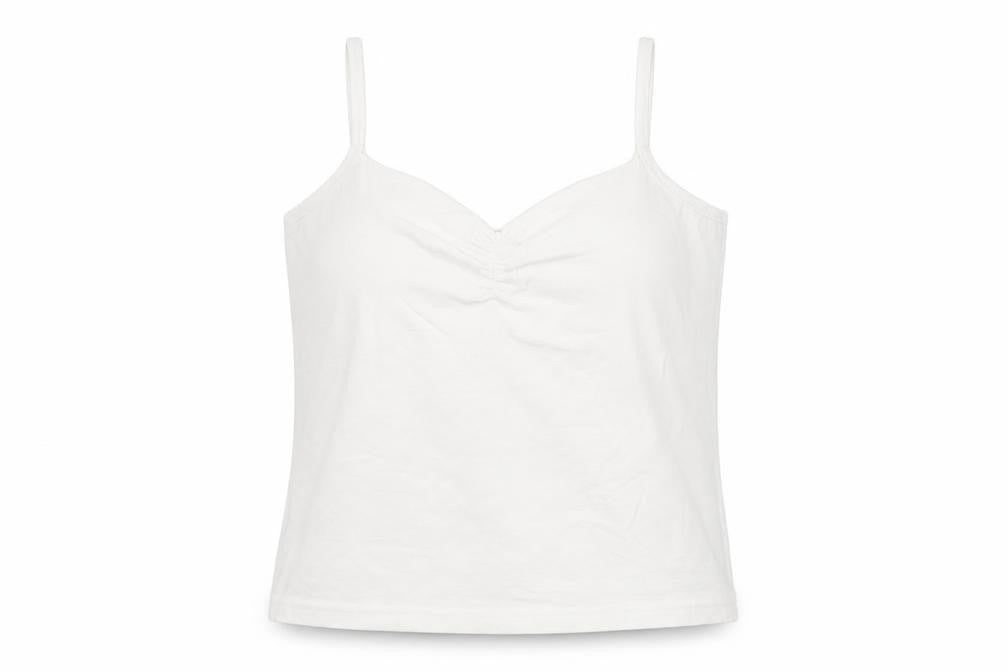 Essentials Womens White Cotton Basic T-Shirt Size 14 V-Neck