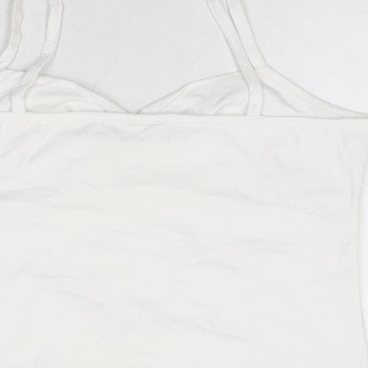 Essentials Womens White Cotton Basic T-Shirt Size 14 V-Neck