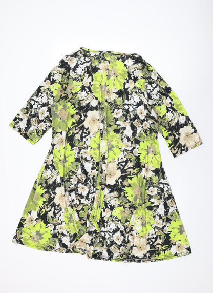 Boohoo Womens Black Floral Polyester Shift Size 20 V-Neck Pullover