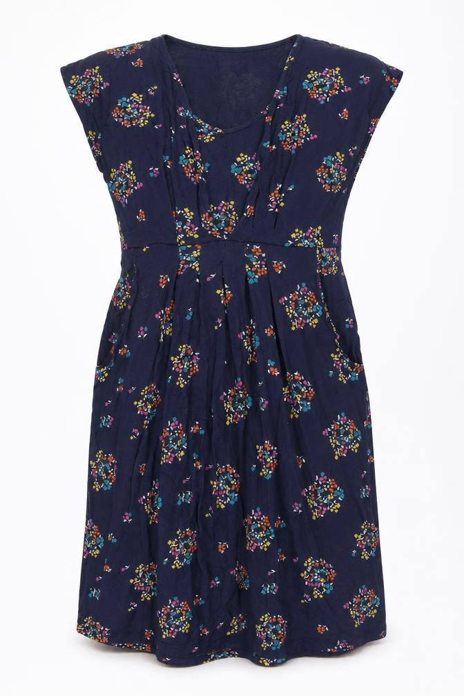 JoJo Maman Bébé Womens Blue Floral Viscose Shift Size M Round Neck Pullover