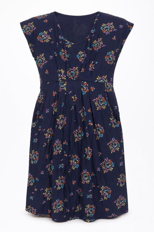 JoJo Maman Bébé Womens Blue Floral Viscose Shift Size M Round Neck Pullover