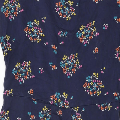 JoJo Maman Bébé Womens Blue Floral Viscose Shift Size M Round Neck Pullover