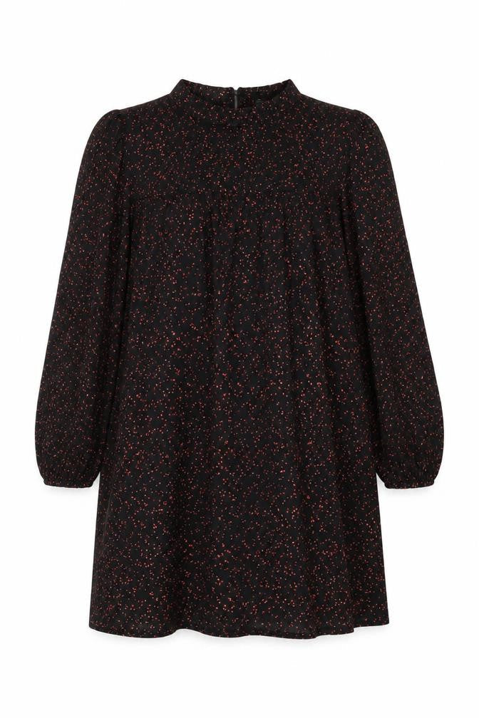 Compania Fantastica Womens Black Polka Dot Polyester Shift Size S Round Neck Button