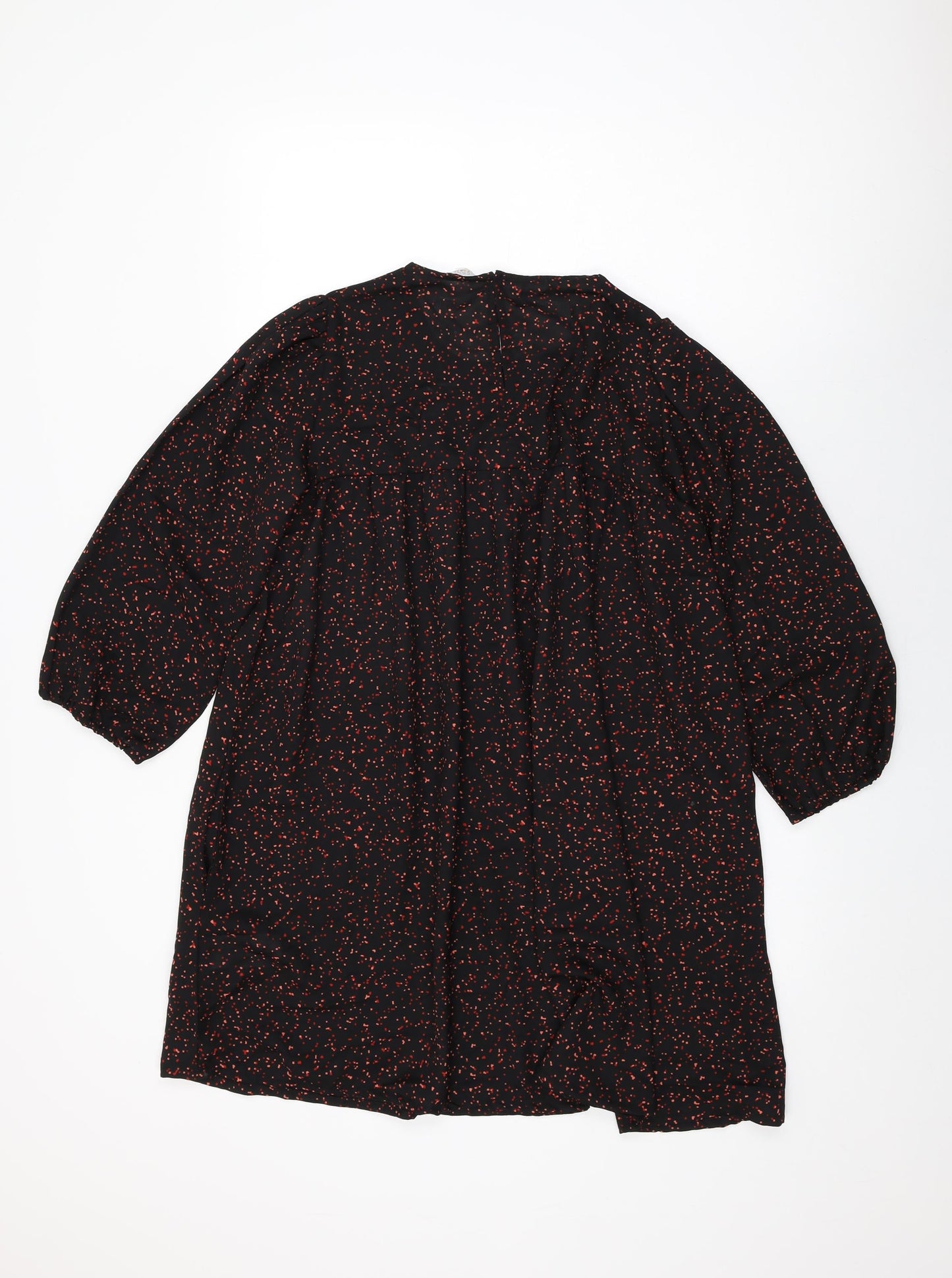 Compania Fantastica Womens Black Polka Dot Polyester Shift Size S Round Neck Button
