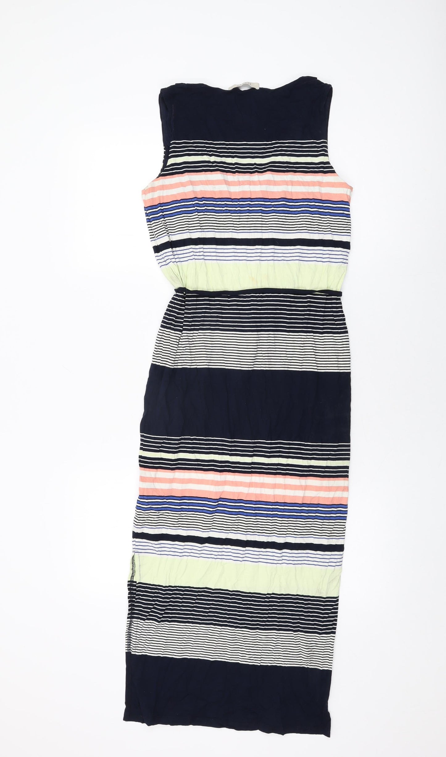 Oasis Womens Blue Striped Viscose Bodycon Size XS V-Neck Pullover