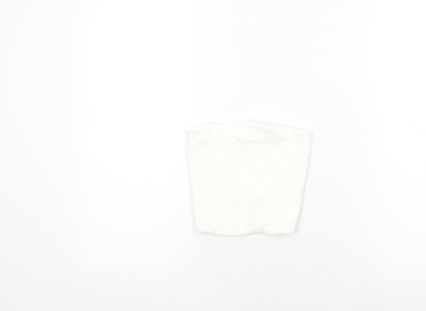 Zara Womens White Cotton Cropped T-Shirt Size S Off the Shoulder
