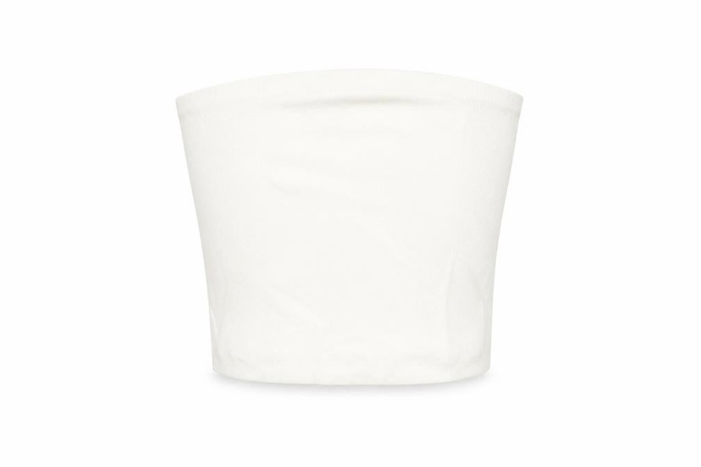 Zara Womens White Cotton Cropped T-Shirt Size S Off the Shoulder