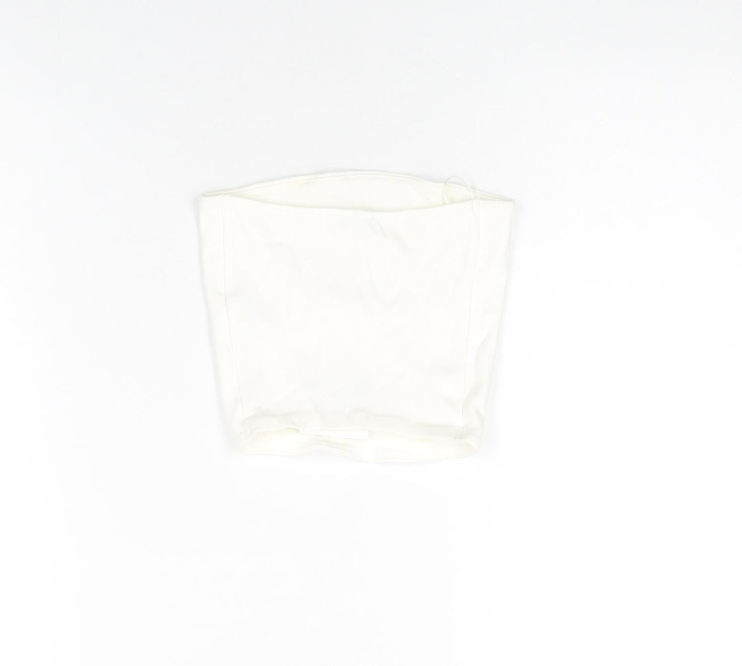 Zara Womens White Cotton Cropped T-Shirt Size S Off the Shoulder