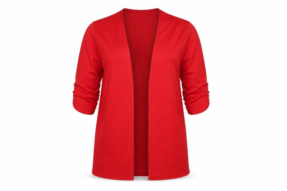 Just Elegance Womens Red V-Neck Polyester Cardigan Jumper Size 14