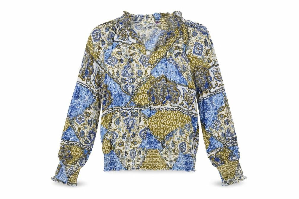 LASCANA Womens Multicoloured Geometric Viscose Basic Blouse Size 12 V-Neck