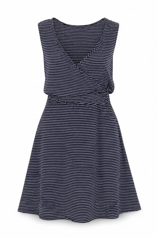 Gap Womens Blue Striped Viscose A-Line Size L V-Neck Pullover