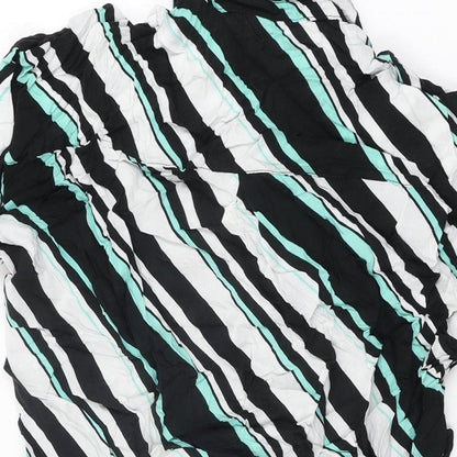 Select Womens Black Striped Viscose Basic Button-Up Size 14 Collared