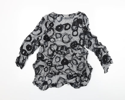 Additional front view of Masai women’s grey geometric viscose basic t-shirt, size XS, round neck