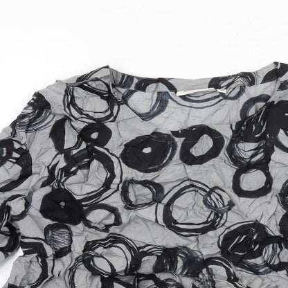 Close-up detail of Masai women’s grey geometric viscose basic t-shirt, size XS, round neck