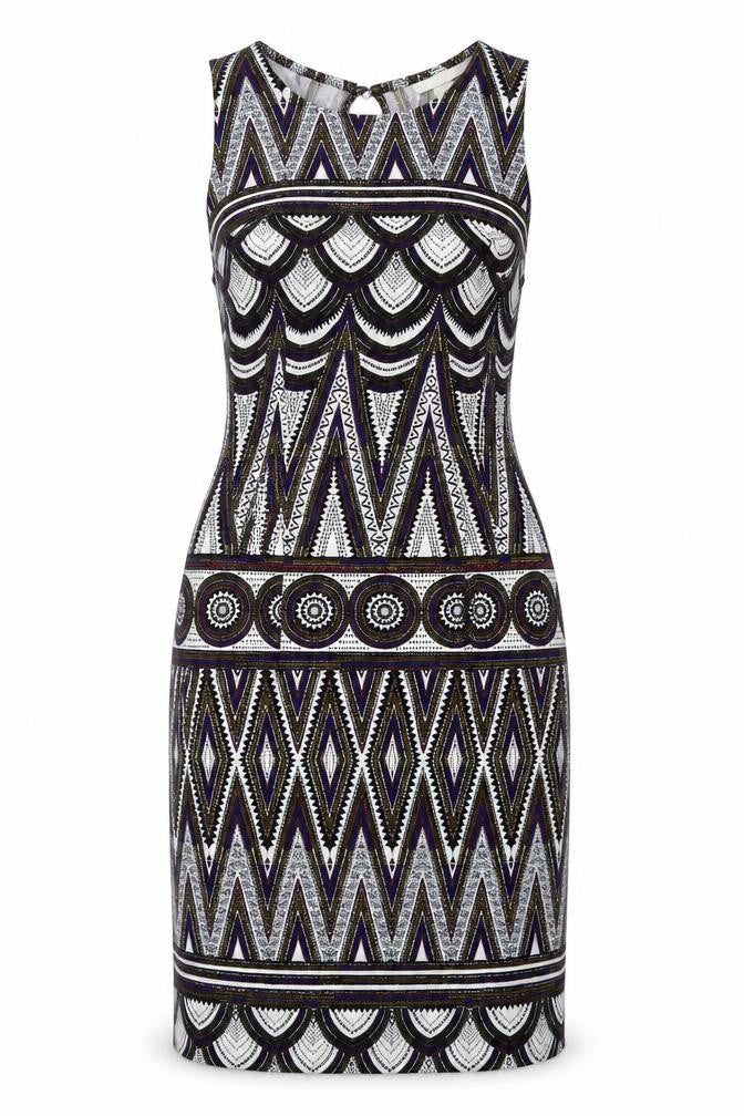 H&M Womens Multicoloured Geometric Polyester Bodycon Size XS Round Neck