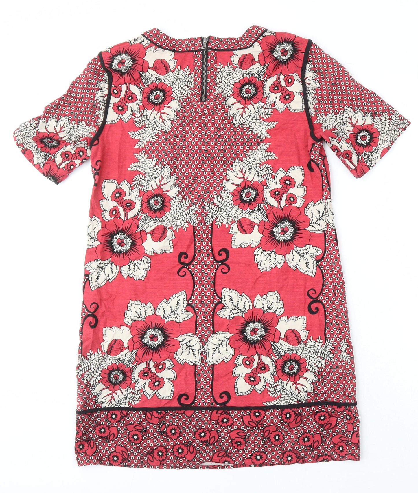 Warehouse Womens Ivory Floral Chlorofibre Shift Size 12 Boat Neck