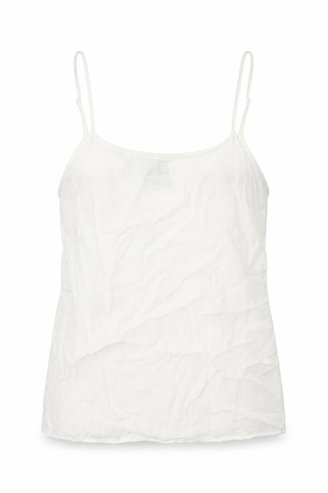 VERO MODA Womens White Herringbone Viscose Basic T-Shirt Size XS Boat Neck