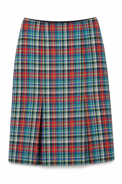 Seda Modell Womens Ivory Check Polyester A-Line Skirt Size 46 in Zip