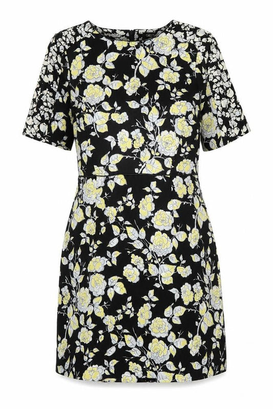 Oasis Womens Multicoloured Floral Polyester Skater Dress Size 10 Round Neck