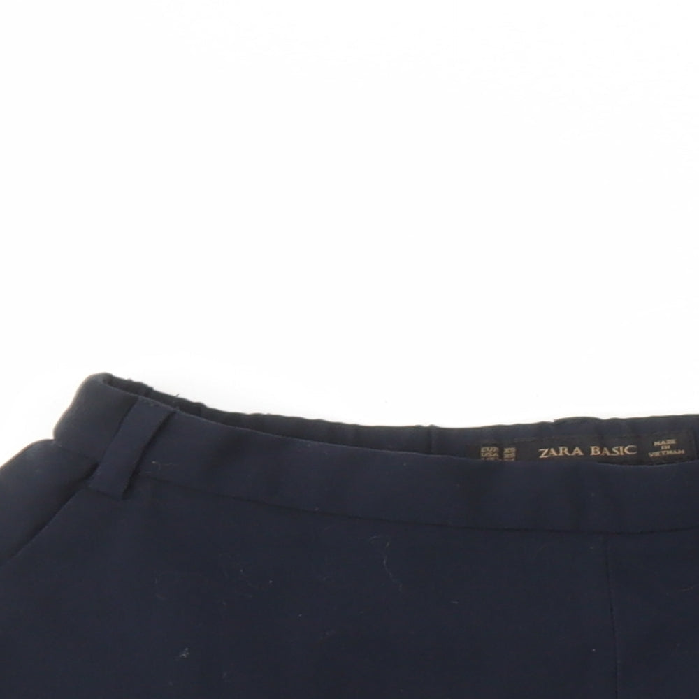 Zara Womens Blue Polyester A-Line Skirt Size XS Zip