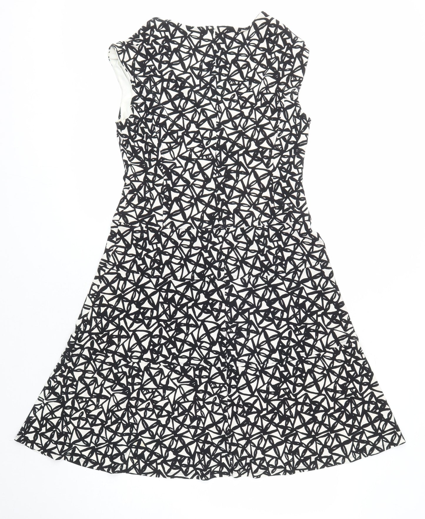 Anne Klein Womens Multicoloured Geometric Polyester A-Line Size 6 V-Neck