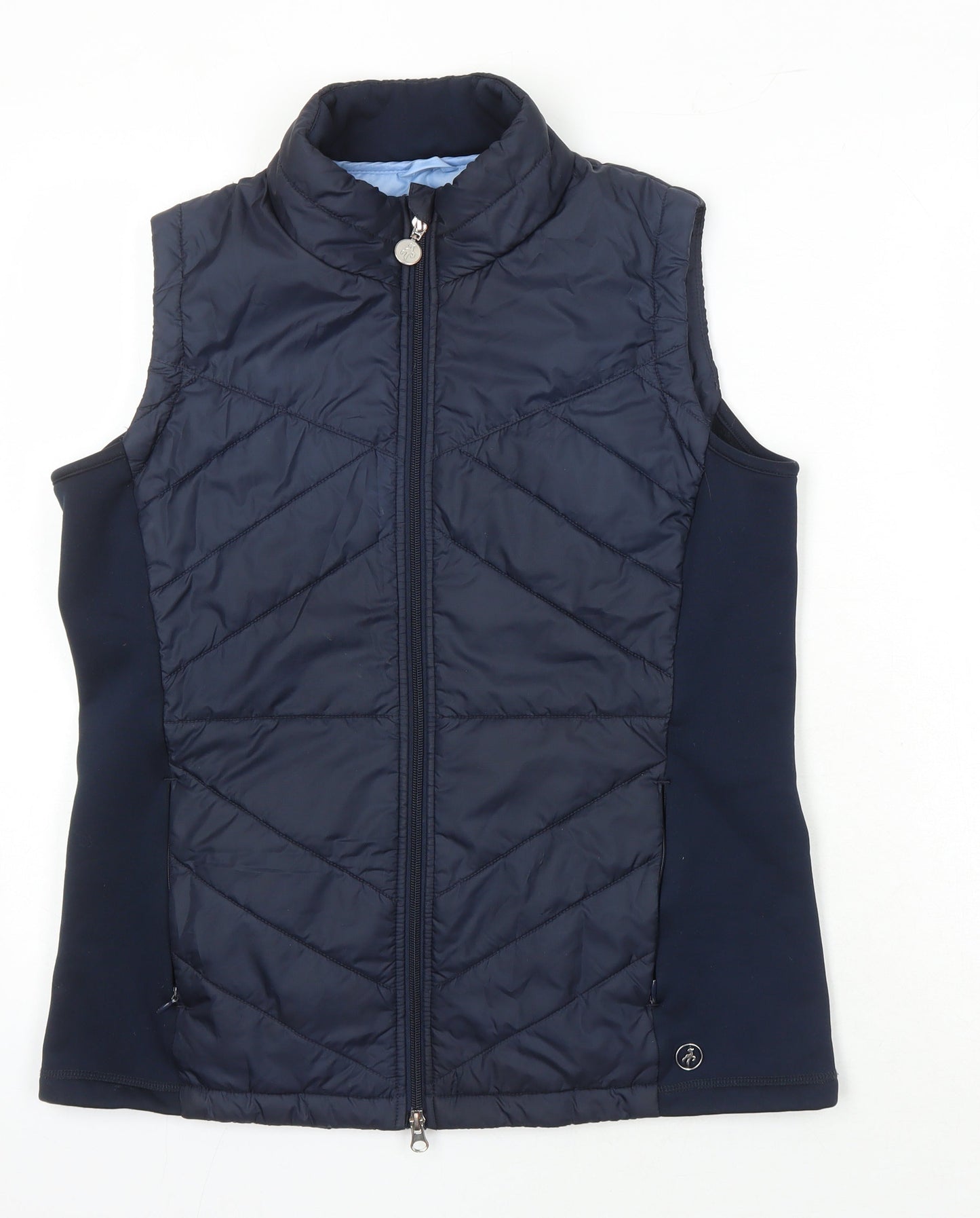 Green Lamb Womens Blue Herringbone Gilet Waistcoat Size 14