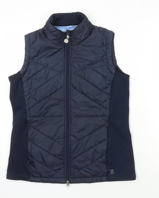 Green Lamb Womens Blue Herringbone Gilet Waistcoat Size 14