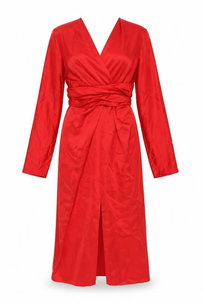 ASOS Womens Red Polyester A-Line Size 14 V-Neck Zip