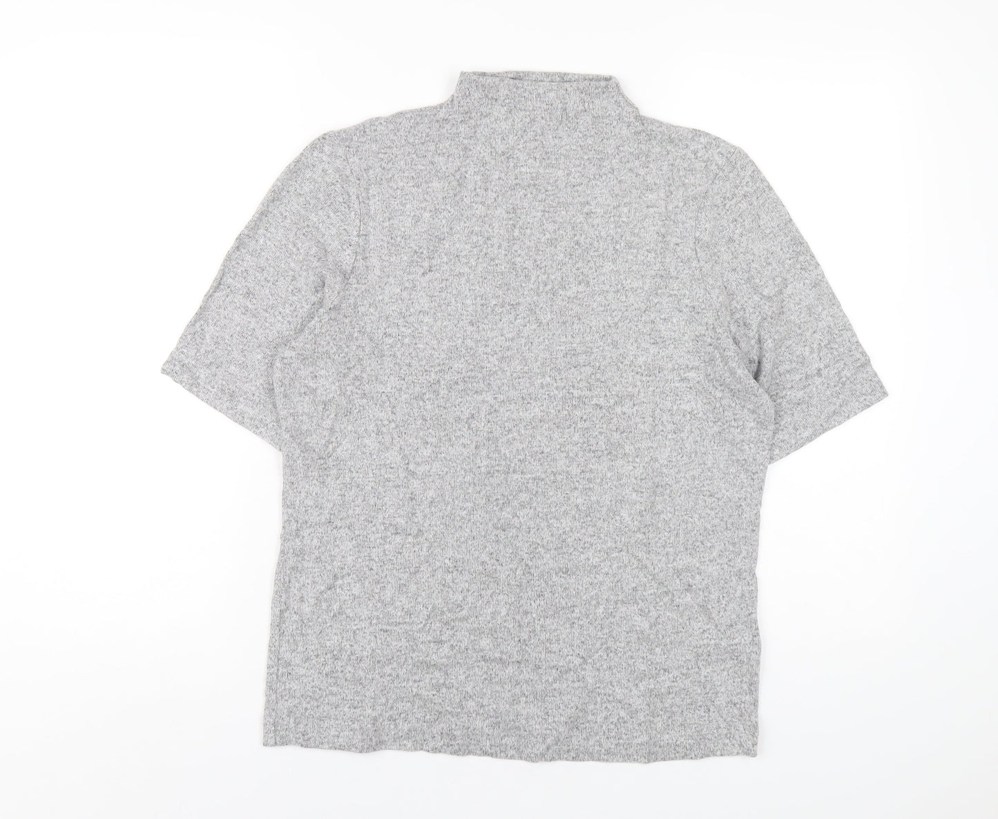 Marks and Spencer Womens Grey Viscose Basic T-Shirt Size 14 Mock Neck