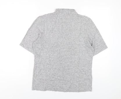 Marks & Spencer Womens Grey Viscose Basic T-Shirt Size 14 Mock Neck