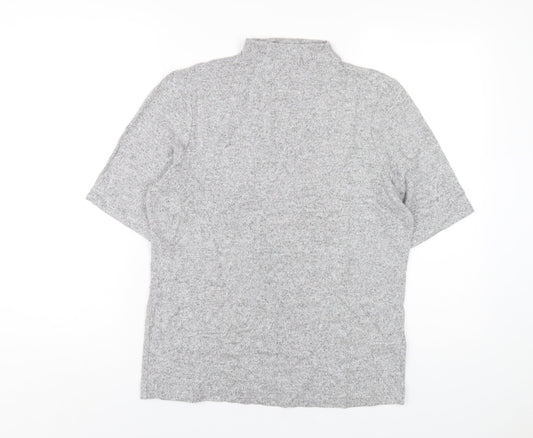 Marks and Spencer Womens Grey Viscose Basic T-Shirt Size 14 Mock Neck