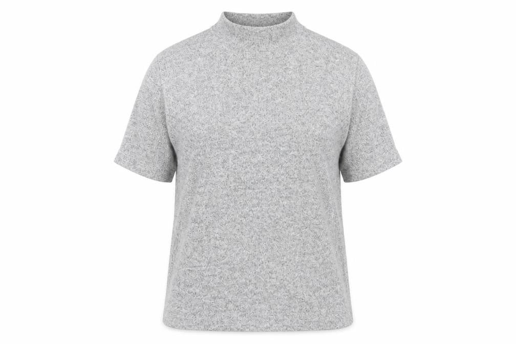 Marks & Spencer Womens Grey Viscose Basic T-Shirt Size 14 Mock Neck