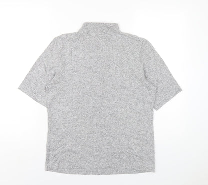 Marks & Spencer Womens Grey Viscose Basic T-Shirt Size 14 Mock Neck