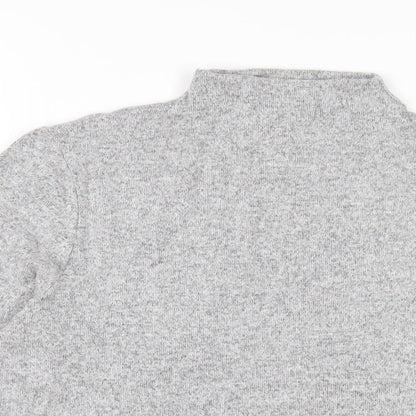 Marks & Spencer Womens Grey Viscose Basic T-Shirt Size 14 Mock Neck
