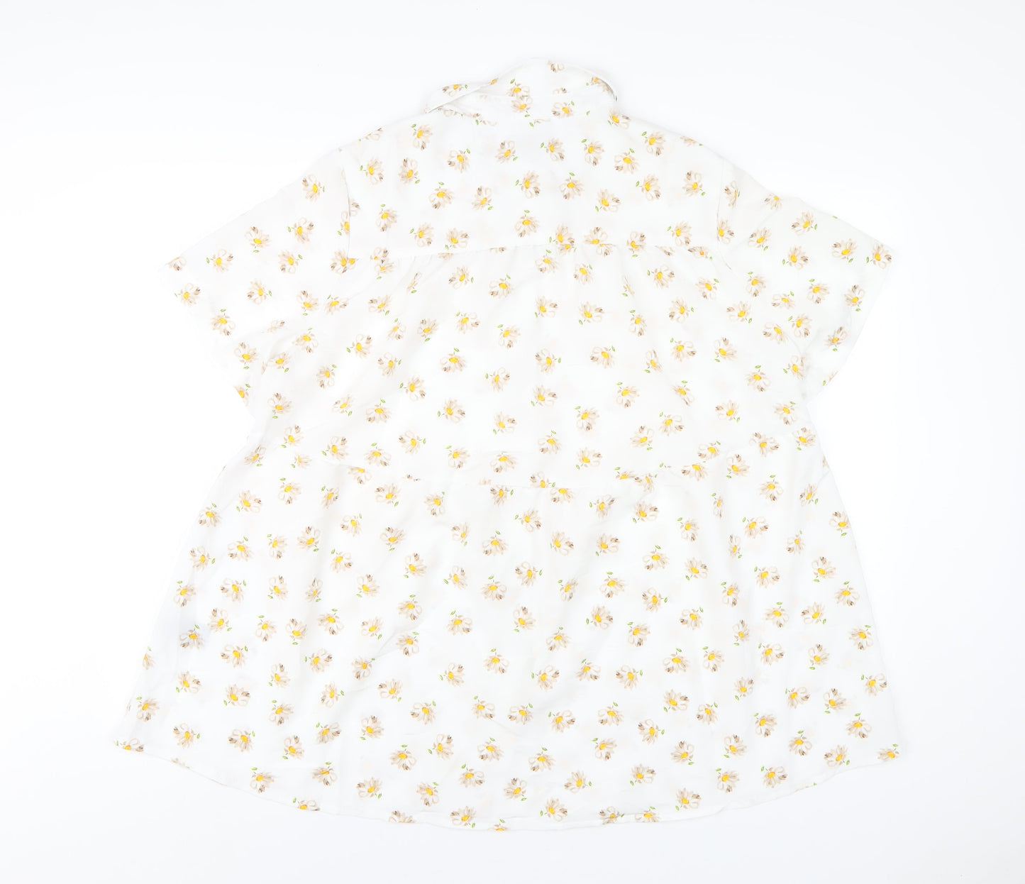 Yours Womens White Floral Polyester Basic Button-Up Size 18 Collared
