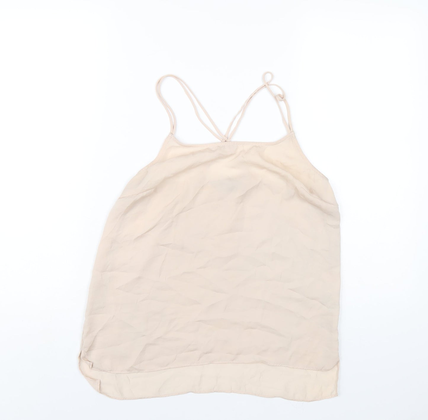 Marks and Spencer Womens Beige Polyester Camisole T-Shirt Size 10 Scoop Neck