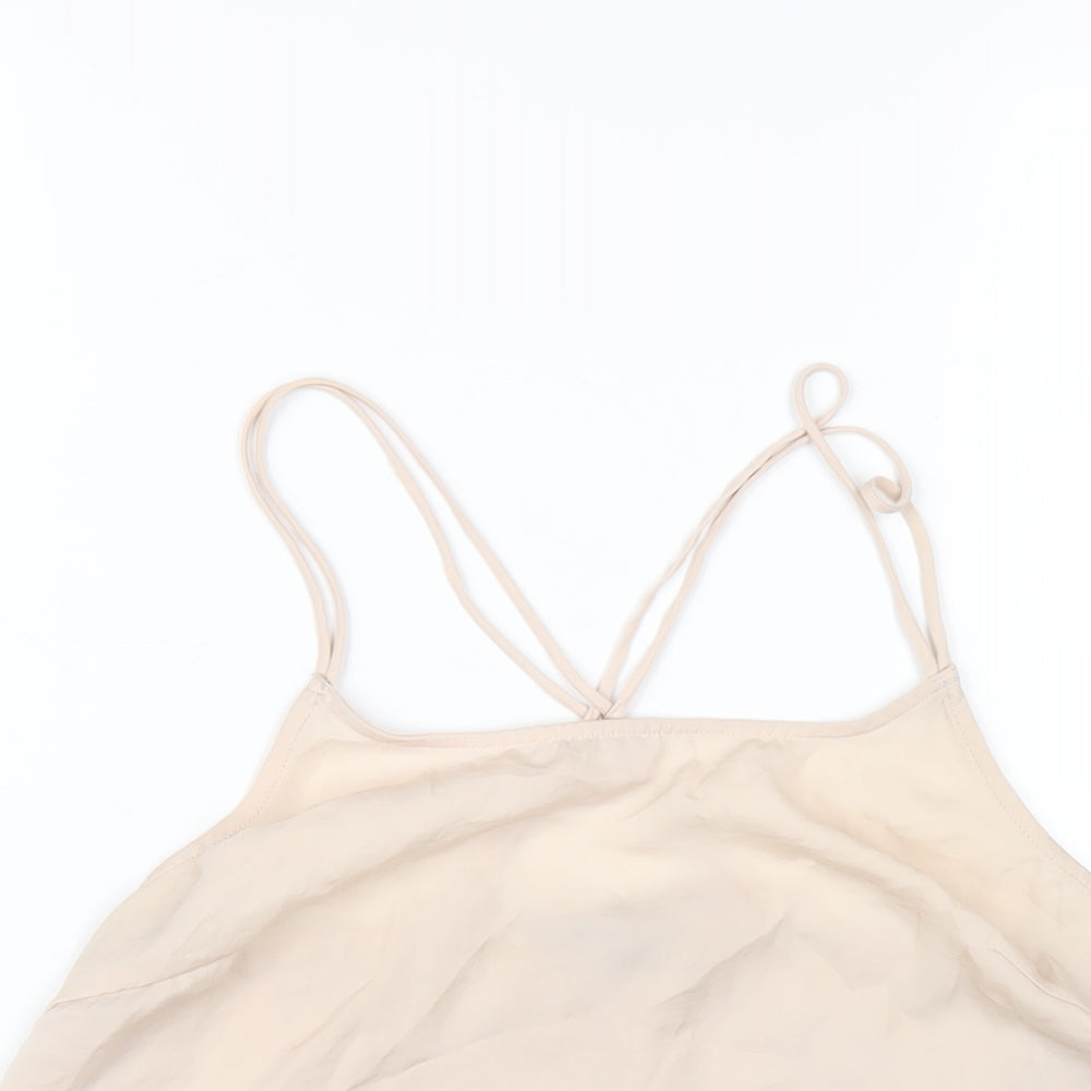 Marks and Spencer Womens Beige Polyester Camisole T-Shirt Size 10 Scoop Neck