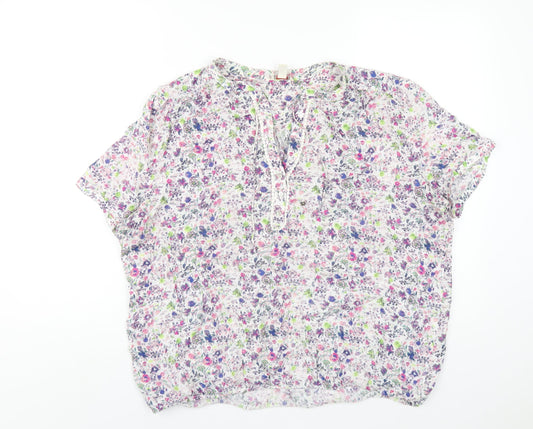 Esprit Womens Multicoloured Floral Viscose Basic T-Shirt Size 18 V-Neck