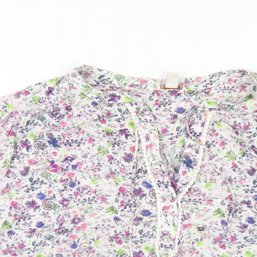 Esprit Womens Multicoloured Floral Viscose Basic T-Shirt Size 18 V-Neck