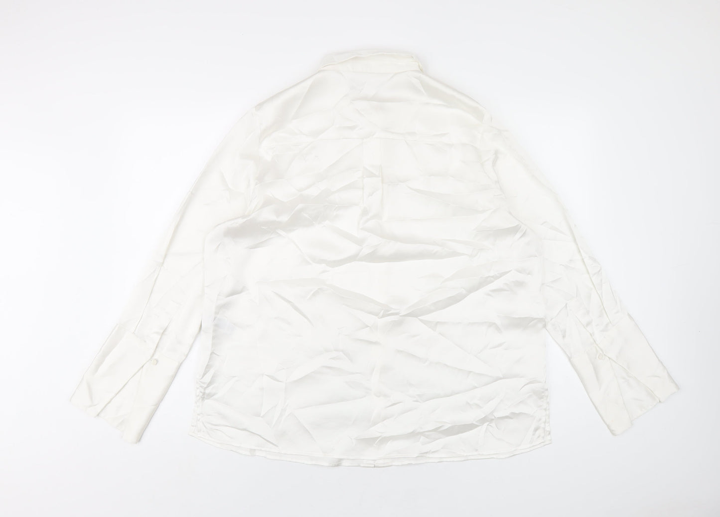 Marks and Spencer Womens White Polyester Basic Button-Up Size 16 Collared