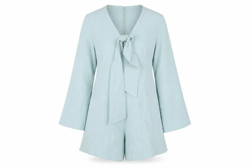 ASOS Womens Blue Polyester Playsuit One-Piece Size 14 Zip