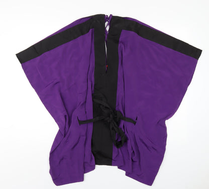 Additional front view of ASOS women’s purple polyester basic blouse, size UK 14, v-neck