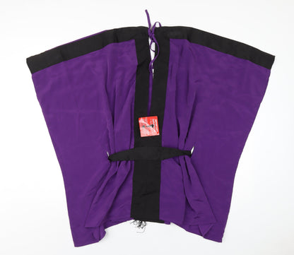 Back view of ASOS women’s purple polyester basic blouse, size UK 14, v-neck