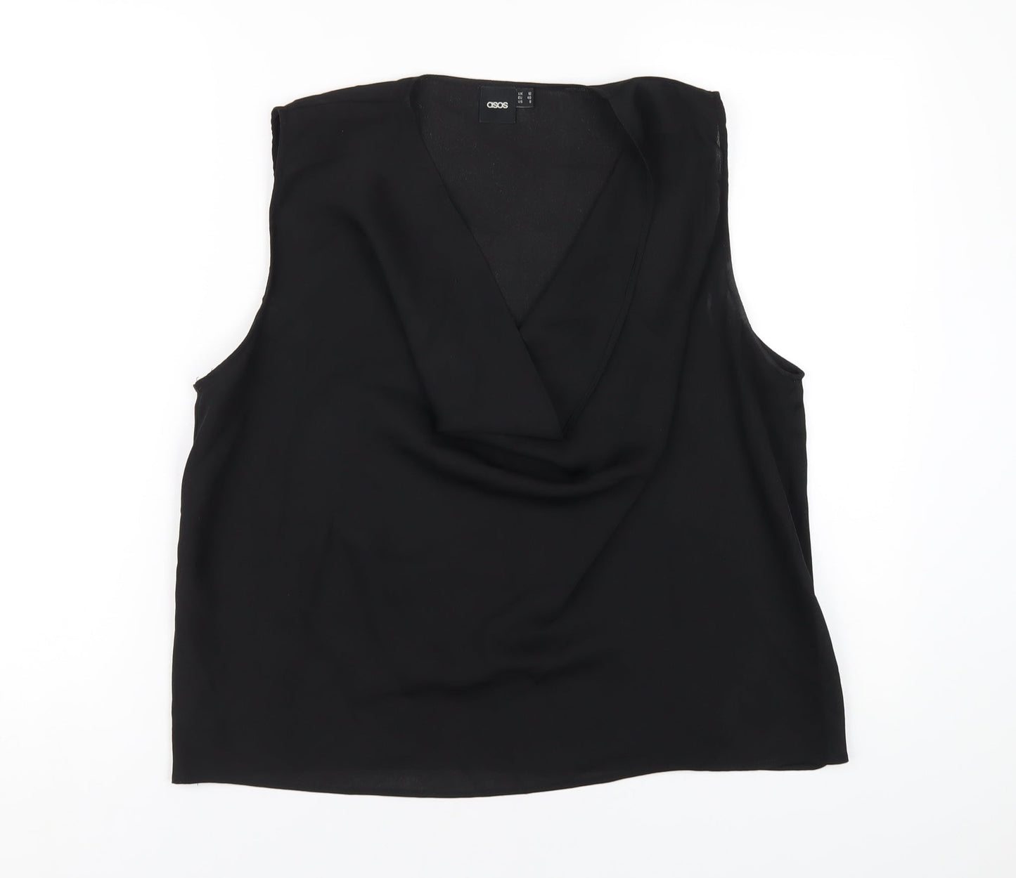 ASOS Womens Black Polyester Basic Tank Size 12 Cowl Neck
