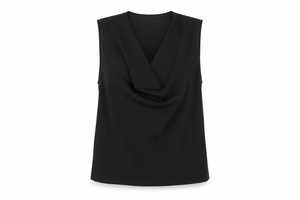 ASOS Womens Black Polyester Basic Tank Size 12 Cowl Neck