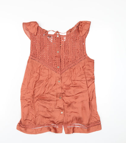 Per Una Womens Orange Polyester Basic T-Shirt Size 14 V-Neck