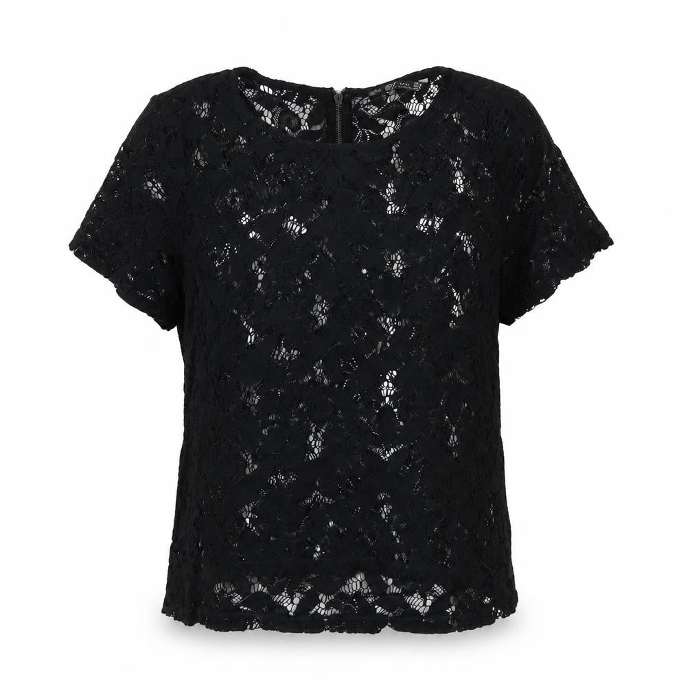 Zara Womens Black Polyester Basic T-Shirt Size M Round Neck