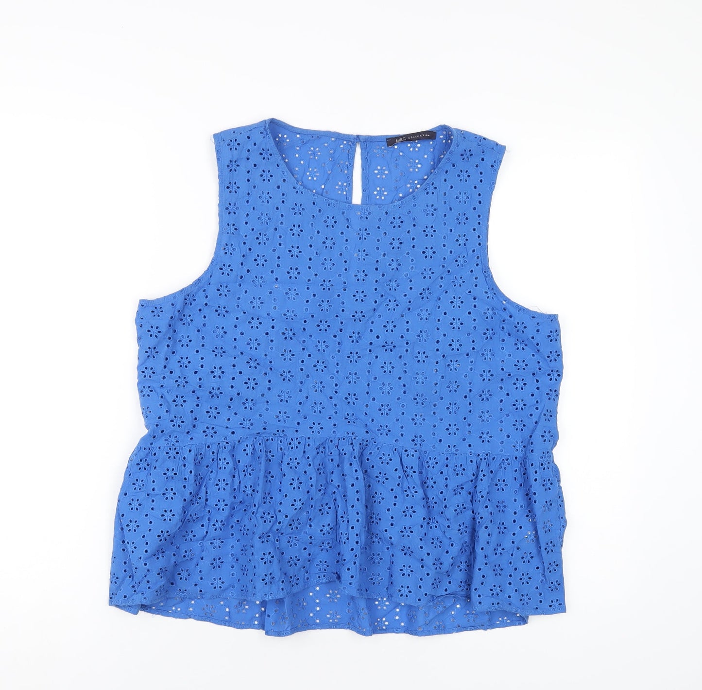 Marks and Spencer Womens Blue Cotton Basic Tank Size 16 Round Neck